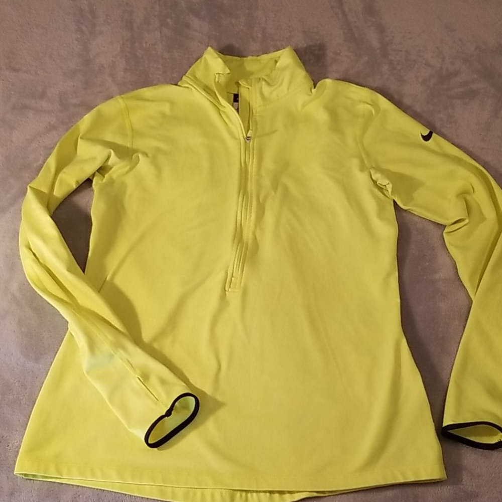 Nike Pro Size Large Yellow Top Zippered Sweatshirt